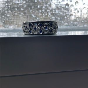 Ring sterling .925 with White and Blue CZ stones